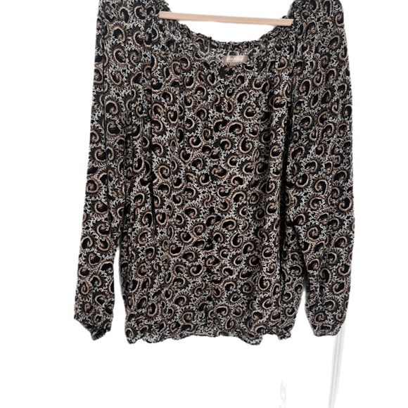 Button front off shoulder paisley loose boho beach coastal grannycore contempory - Picture 2 of 5